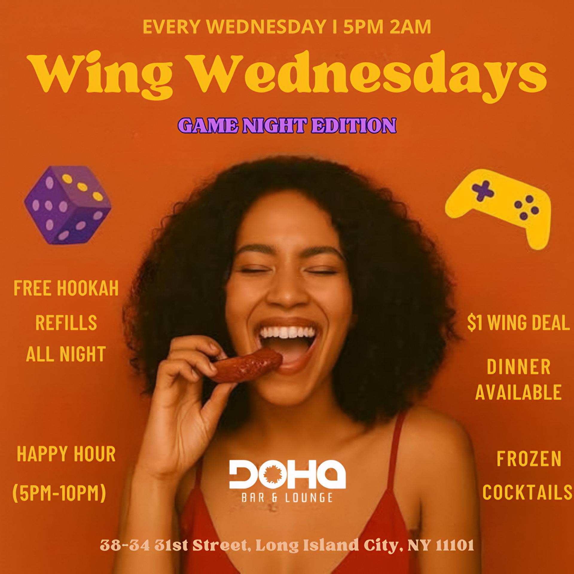 Wing Wednesdays: Game Night Edition at Doha Bar Lounge