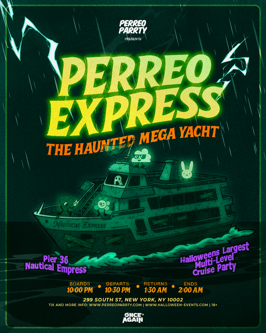 PERREO EXPRESS Halloween Haunted Mega Yacht - Latin & Reggaeton Boat Party