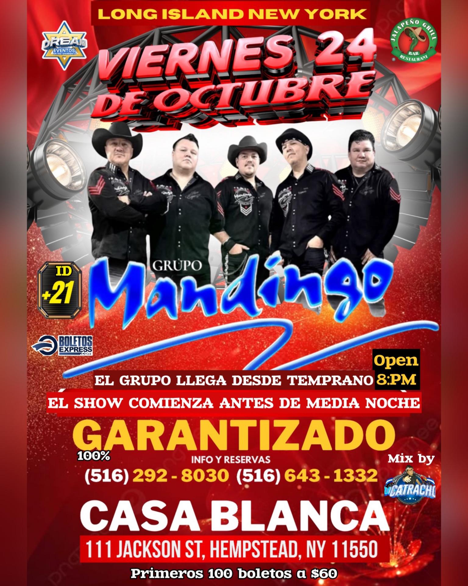 Grupo Mandingo en Concierto / Hempstead NY / Viernes 24 Octubre / 100% Original