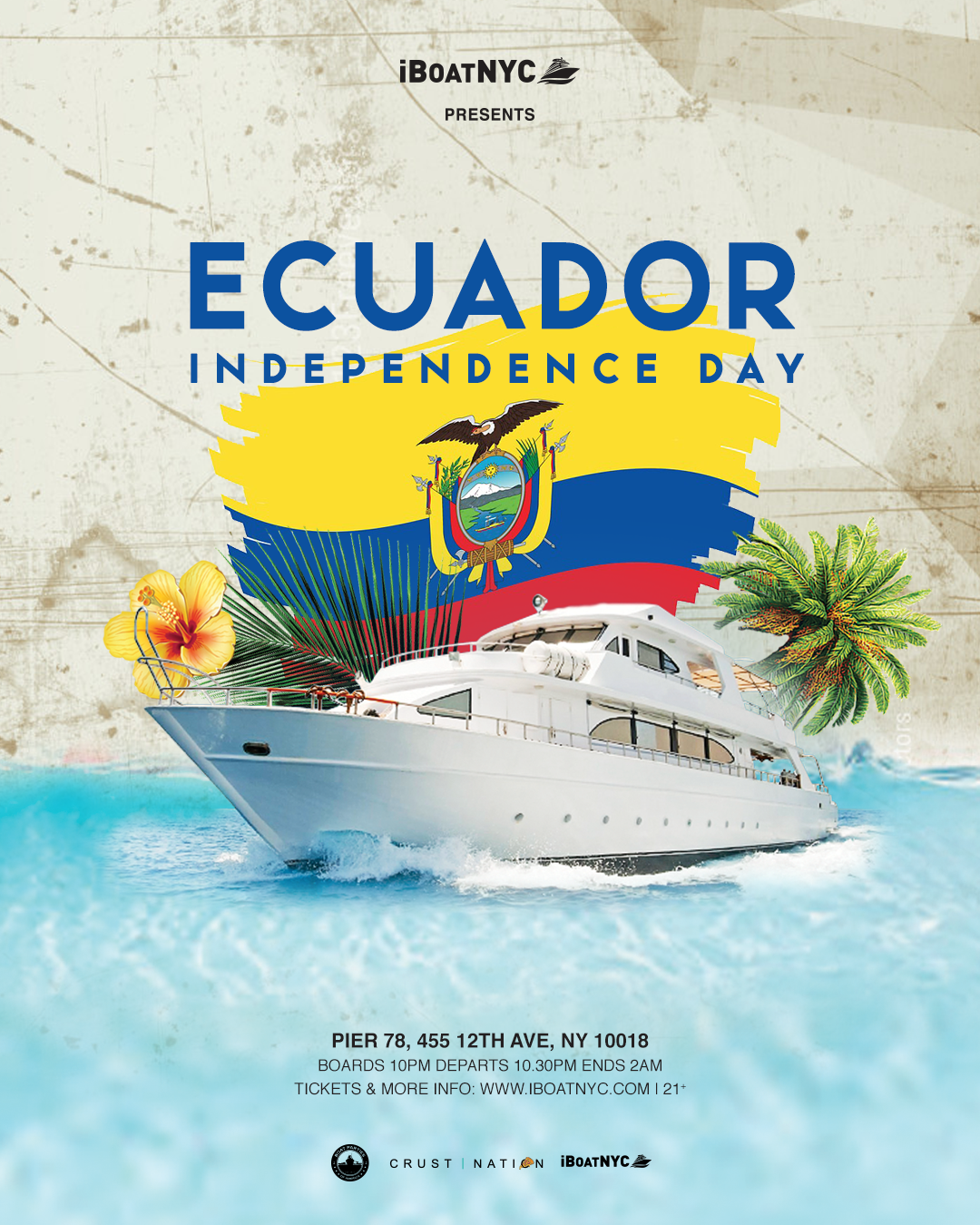 Buy tickets for ECUADORIAN Independence Day Boat Party Cruise | Ecuador on the River ECUADORIAN Independence Day Boat Party Cruise | Ecuador on the River